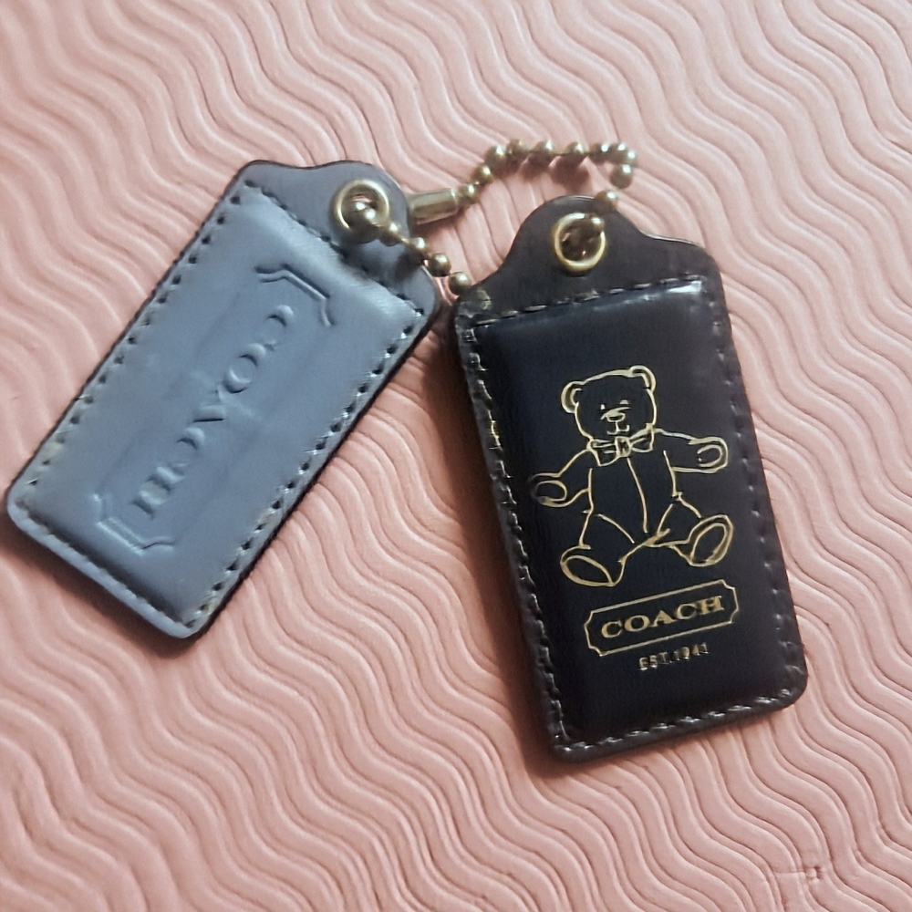 Coach Y2K Hang Tags Teddy Bear - BLUE  - RARE - Set of 2